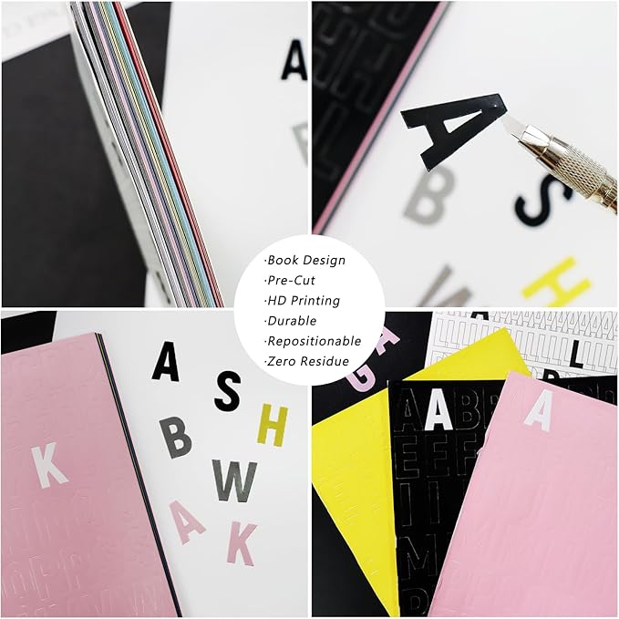 3456 Pcs 36 Sheets Colorful Alphabet Stickers Pad, 9 Colors Self Adhesive Letter Number Stickers Vinyl Waterproof Decals for Mailbox Gift Decoration Door Classroom Decor DIY Crafts