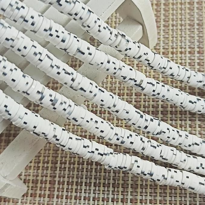 3500 Pcs 6mm Colorful Flat Clay Beads for DIY Polymer Round Handmade Jewelry Making for Necklace Bracelet Earring Pendant and Anklet Craft Making(Black-White)