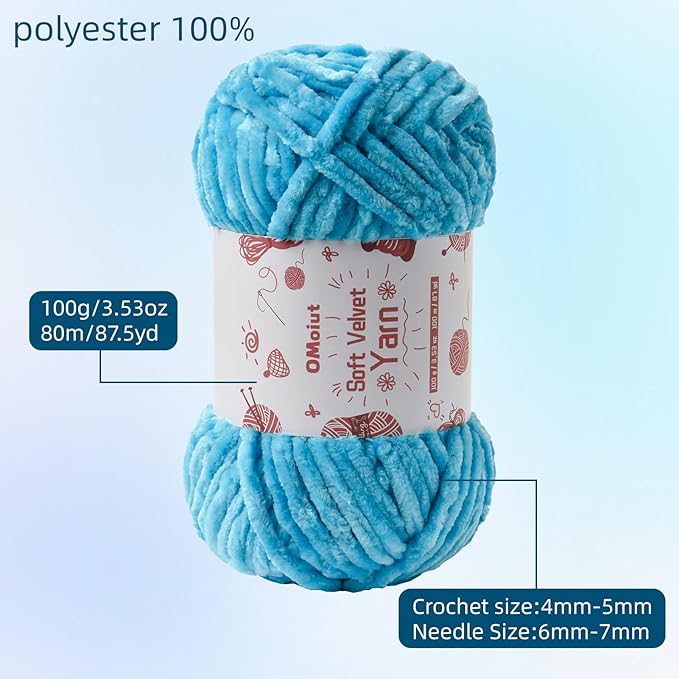 12 Pack Chenille Chunky Yarn - Baby Yarn for Crocheting Soft - Yellow Green Blue Purple Gray White Black Velvet Yarn Crochet Blanket - Amigurumi Yarn Pack with Crochet Accessories E