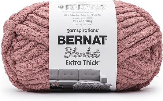 Bernat Blanket Extra Thick Rose Yarn - 1 Pack of 21.12oz/598.74g - 100% Polyester - #7 Jumbo - 72 Yards - Chunky Yarn for Hand Knitting, Crocheting, Crafts & Amigurumi