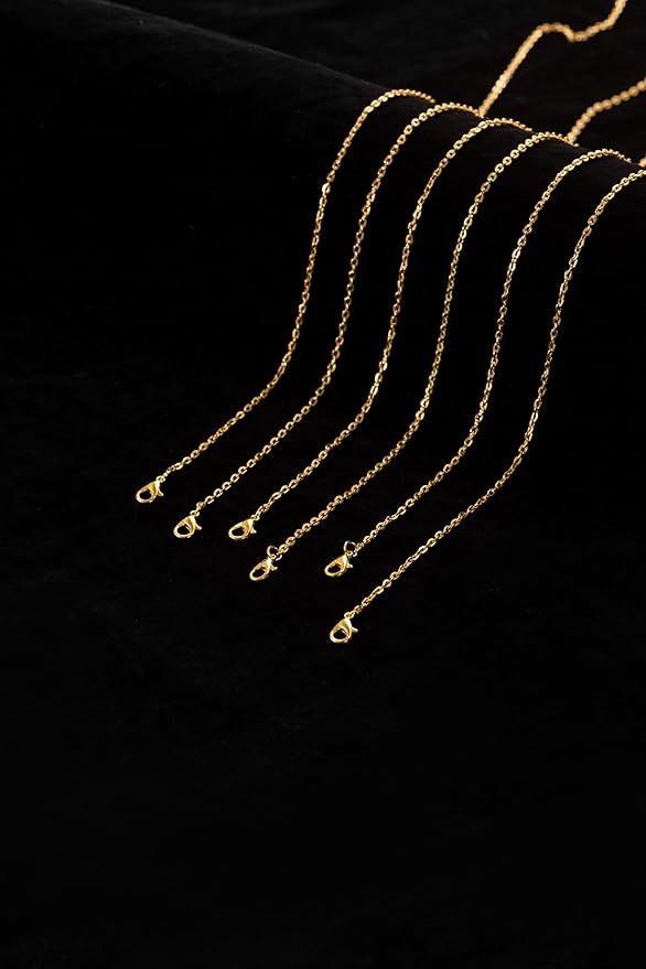 lemonkey 24 pack necklace chains bulk,gold and silver plated diy cable link chains for jewelry making 22 inches