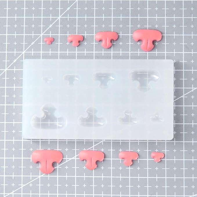 Nuvretk 8 Cute Silicone Molds for Needle Felting - Cat Nose Shapes for Stuffed Animals, DIY Crafts, and Accessories (T-Shaped)