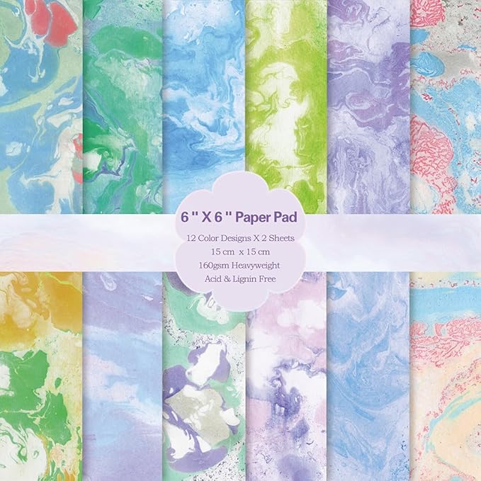 6x6” 160gsm cardstock Single Sided Scrapbooking 24 Papers Pad vintage decoupage scrapbook kit patterned paper junk journal supplies journaling supply scrap paper crafting Halo Staining