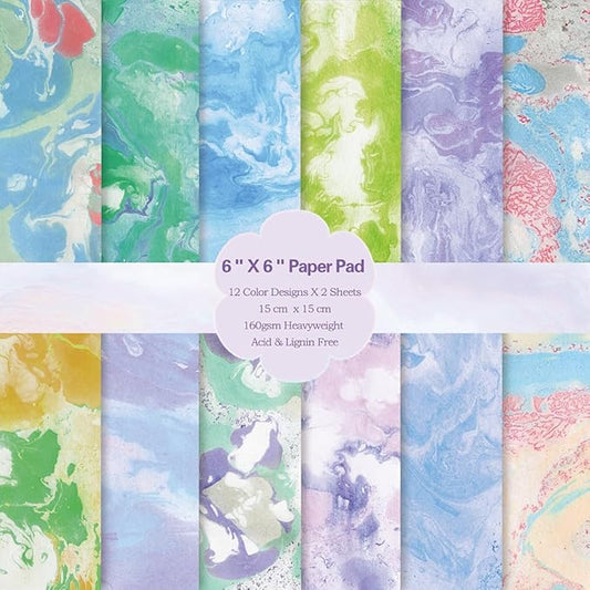 6x6” 160gsm cardstock Single Sided Scrapbooking 24 Papers Pad vintage decoupage scrapbook kit patterned paper junk journal supplies journaling supply scrap paper crafting Halo Staining