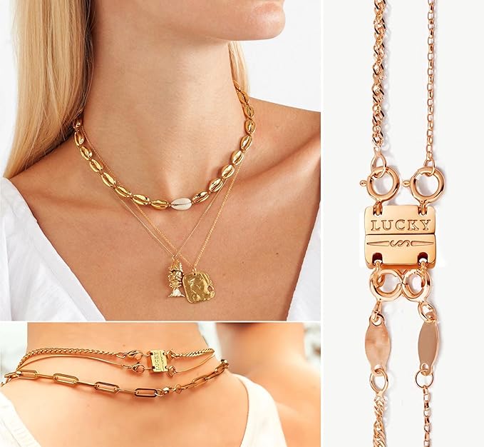 dailyacc lucky necklace layering clasp 18k gold and silver strong multiple necklace clasps for layered look separator