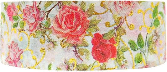 allydrew Gold and Silver Foil Washi Masking Tape, 15mm x 5M, Elegant Roses
