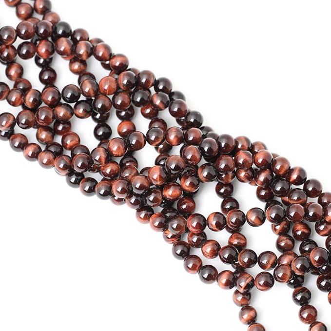 cheavian 45pcs 8mm natural red tiger eye gemstone round loose beads for jewelry making diy findings 1 strand 15"