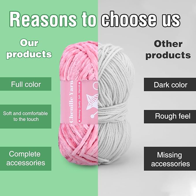 LUNARM Chenille Velvet Yarn, Yarn for Crocheting Knitting with Big Eye Needles, Handcrafts Weaving Soft Chenille Yarn for Making Blankets, Clothes, Pattern Knitting-3 * 3.35oz,3 * 162yd (Pink)