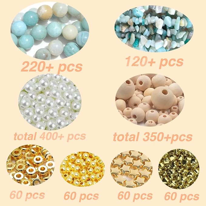CJYSGXTY Jewelry Making Kit for Adults Women,Natural Stone Beads for Irregular Natural Stone with for DIY Craft Bracelet Necklace Earrings