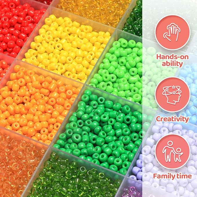 IOOLEEM Clear Seed Beads, 4000+ pcs 3mm Glass Beads for Jewelry Making & Bracelets Making