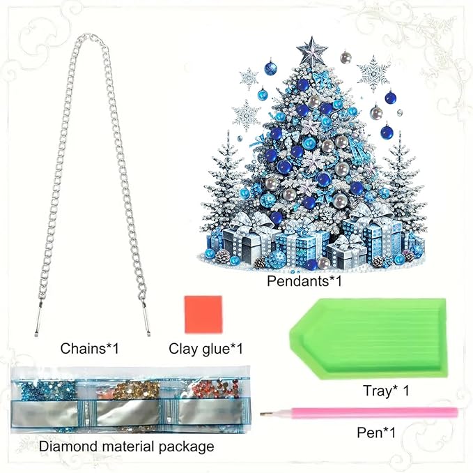 SHLUHA Diamond Art Kits for Adults Diamond Art Christmas Tree Design Special Shape Acrylic Hanging Pendant Crystal Mosaic Home Wall Door Window Decor with Chain Handmade Christmas Gift(LG76)