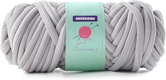 Chunky Yarn for Hand Knitting & Crocheting, Thick Big Twist Tubular Yarn for Making Blankets, Bags, Baskets, Pillows & Pet Nests - 0.55lb/250g (Grey)