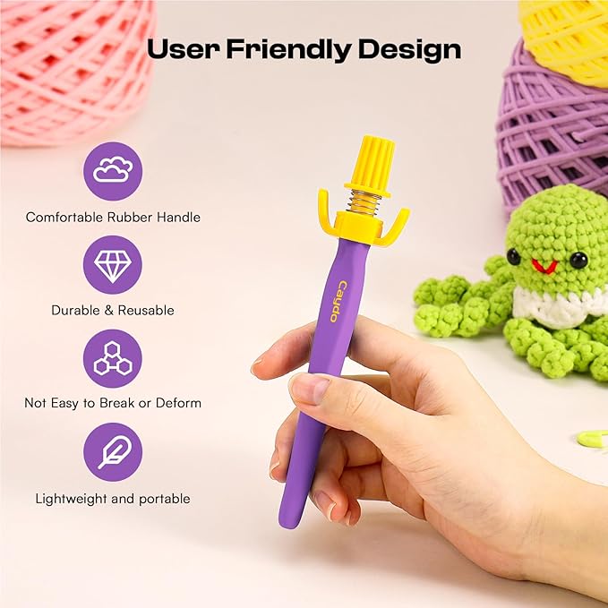 Crochet Tension Tool for Beginners, Ergonomic Yarn Guide Holder, Tension Control Crochet Helper, Comfort Handle for Left & Right Hander, Portable Crochet Accessories Gift for Crocheters & Knitters