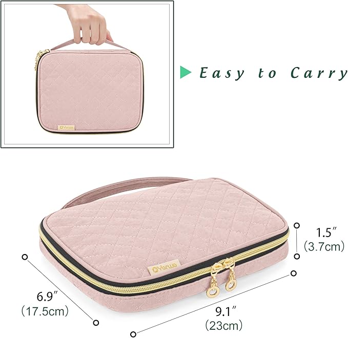 Yarwo Crochet Hook Case, Travel Organizer Holder for Crochet Hooks, Circular Knitting Needles, Knitting Needles (up to 8") and Other Supplies, Dusty Rose (Bag Only, Patented Design)