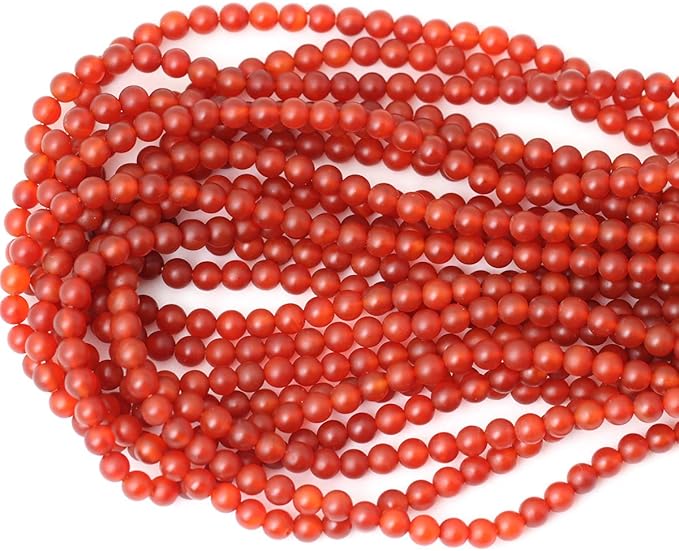 60PCS 6mm Natural Frosted red Agate Round Loose Beads for Jewelry Making DIY Findings 1 Strand 15"