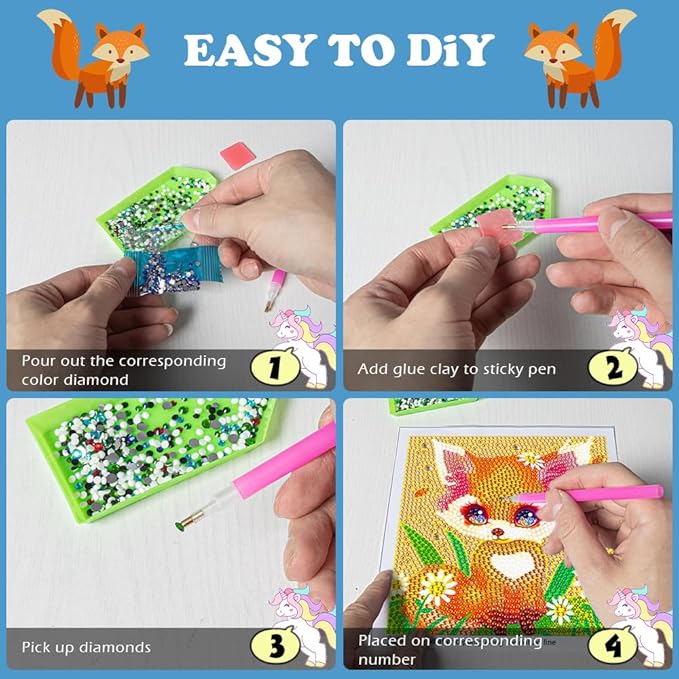 Labeol Diamond Art Kits for Kids Crafts for Girls Ages 6-8-10-12 Easy to DIY Creative Diamond Art Sticker Craft by Numbers Kits for Kids and Adult Beginners (Classic)