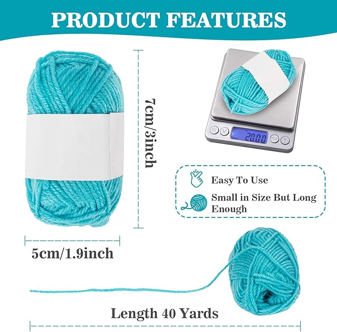15x20g Acrylic Yarn for Crocheting - Soft Knitting Yarn for Crafts Multicolor Skeins for Crocheting DIY Bulk for Handicraft Knitting Scarves Ideal Gift for Beginners Adults