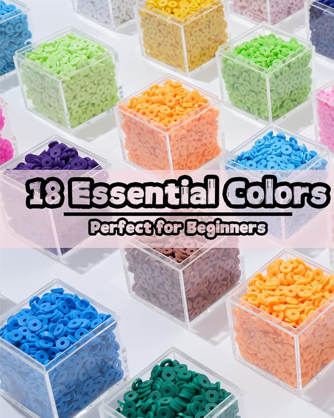 BestNow Clay Beads Bracelet Making Kit Toys for Girls Kids Charms Kit 18 Colors Friendship Bracelet Kit Letter Beads DIY Crafts Teen Girl Gifts Toys for Ages 6 7 8 9 10 11 12