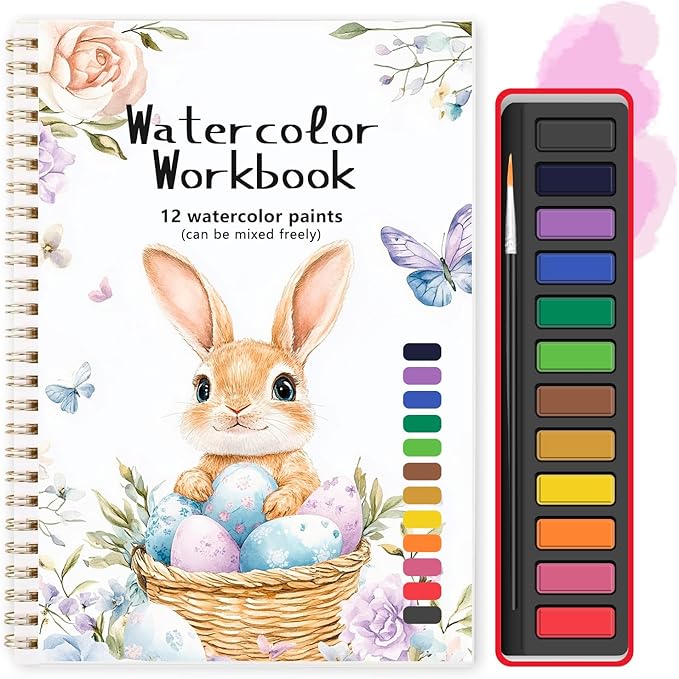 TLM Beginner Watercolor Painting Kit, Multi Theme with 12-Color Palette & 1 Brushes, Premium Bleed-Resistant Paper Art Set, Easy-to-Learn Painting Kit for Creative Exploration & Gifting