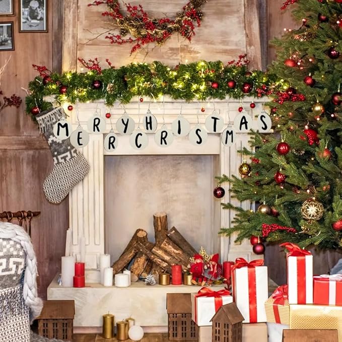 Hidreas 40 Pcs Unfinished Wood Ornaments DIY Round Wooden Ornaments Christmas Crafts Kit, Round Wood Christmas Ornaments for Crafts and Christmas Holiday Hanging Decorations