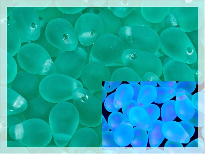 Czech 50-Piece Glass Beads, 6x9mm, Teardrop Transparent Turqouise Matte