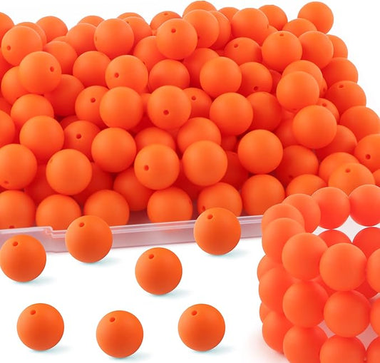 65Pcs 19mm Silicone Beads for Keychain Making Bracelet Necklace, Bulk Round Silicone Beads for Pens(Orange)