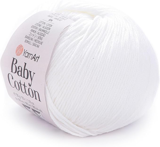 YarnArt Baby Cotton Yarn - Soft Knitting Yarn for Baby & Summer, 50% Cotton 50% Acrylic, 1.76 Oz, 180.44 Yds, Ideal for Amigurumi & Crochet Projects (400)