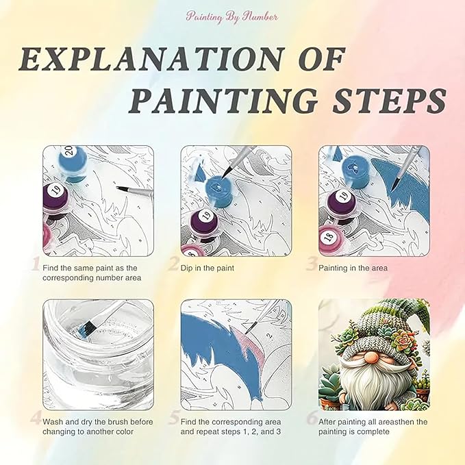 Easy Paint by Numbers Kit for Adults Beginner, Gnome Adult Paint by Number Kits on Canvas, DIY Painting with Numbers for Adults, Acrylic Simple Oil Paint by Number Kits for Home Wall Decor 16x20 In