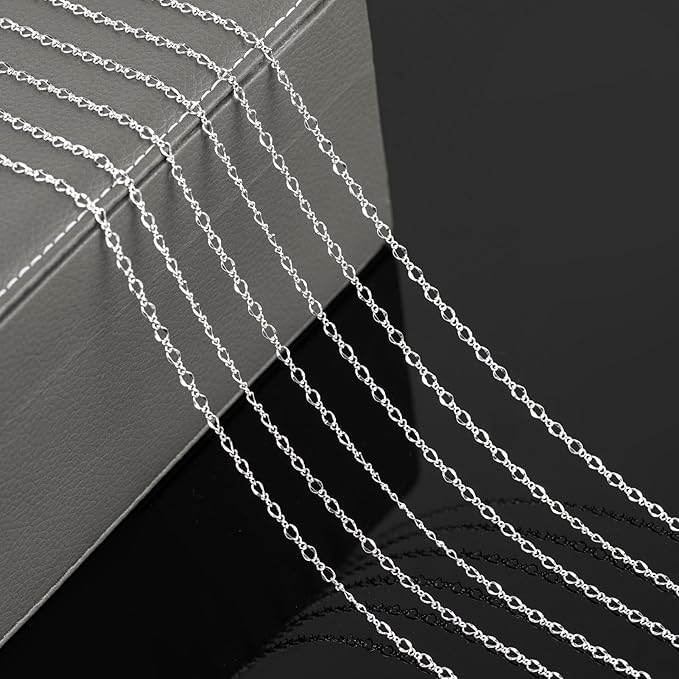 YOUBEIYEE 32.8 Feet Silver Chain for Jewelry Making Silver Plated Brass Link Chain Women Necklace Bracelet DIY Jewelry Chain Roll