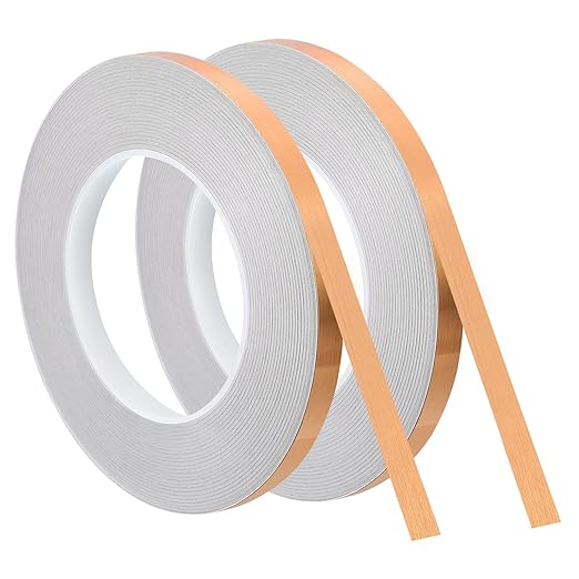 uxcell Metallic Tape, 0.39 in x 164 ft Self Adhesive Metalized Polyester Film Tape Waterproof Washi Tape for Walls Graphic Arts Gifts Wrapping Crafts Decoration, Brushed Rose Gold, 2 Pcs