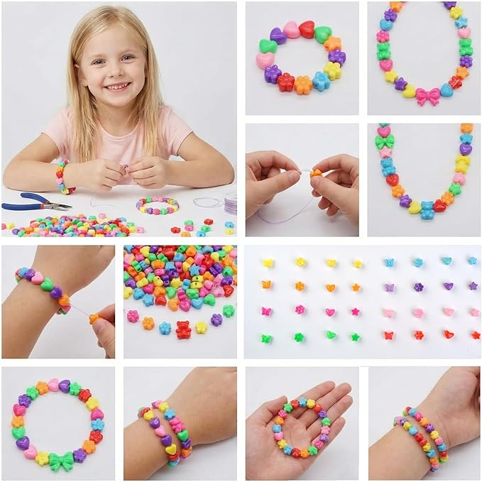 1000PCS Pony Beads, 15 Color Kandi Beads for Bracelets Making Kit, Hair Braids Crafts Jewelry Making Crafts Friendship Necklace Earrings DIY (Large Hole Dark Mixed Color)