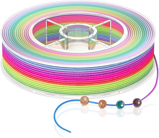 Stretchy String for Bracelets, Necklaces, Bead Stringing, Jewelry Making, Hair Braiding, and Crafts. Diameter: 1mm, Length: 82 Feet, Rainbow