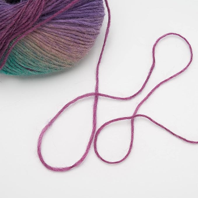 NICEEC 3 Skeins 100% Wool Rainbow Yarn Soft Gradient, Self-Striping, Colorful Single Ply Yarn for Crochet & Knitting - 5#