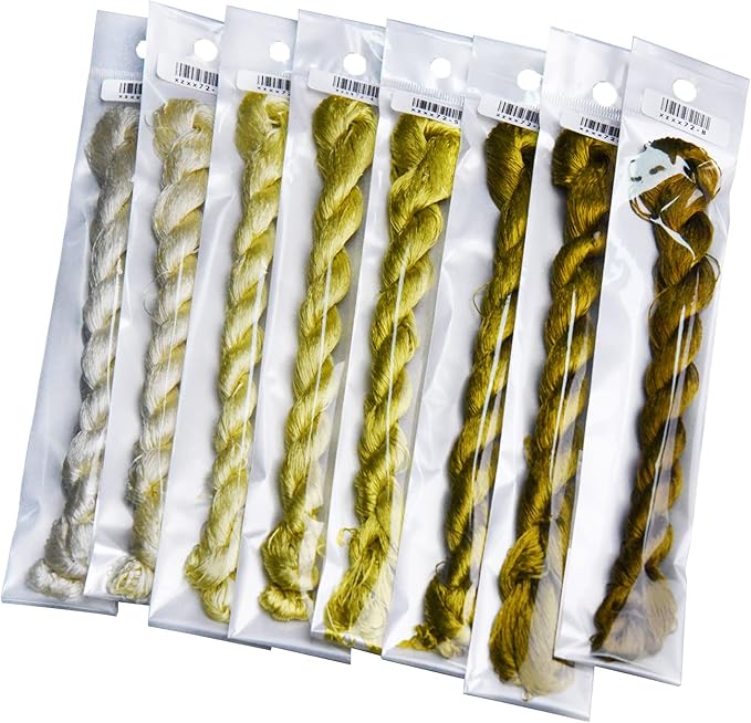 Natural 100% Silk Thread, Handmade Embroidery Thread Silk Floss 8 Colors 110m Each (72)
