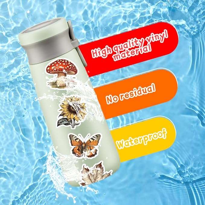 50Pcs Waterproof Vintage Stickers, Scrapbooking Supplies Kit,Aesthetic Decorative Craft Sticker for Planner, Bullet Journaling, Junk Journal, Water Bottles, Laptop, Retro Craft.Butterfly