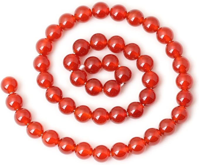 45PCS 8mm Natural Red Agate Gemstone Round Loose Beads for Jewelry Making 1 Strand 15"