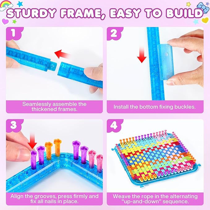 478 Pcs Weaving Loom Kit with Portable Case, Perfect for Making Handbags, Potholder Maker, Bracelet for DIY Crafters & Makers, Complete Craft Kit with Hooks, Gift for Christmas, Birthday,Blue