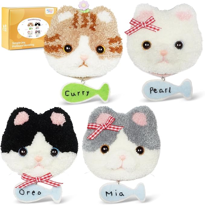 Punch Needle kit Adults for Beginners-4,Embroidery kit for Beginners, Includes All Tools and Materials,Easy to Follow Instructions and Videos-Cat Family