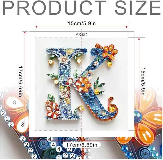 MVVMTOP Diamond Painting Kit, 5D DIY Letter K, Special Shape Crystal Artificial Diamond Art Partial Mosaic Handicraft for Beginners, Wall Decor Gift for Bedroom, Office, Living Room 6.7x6.7in