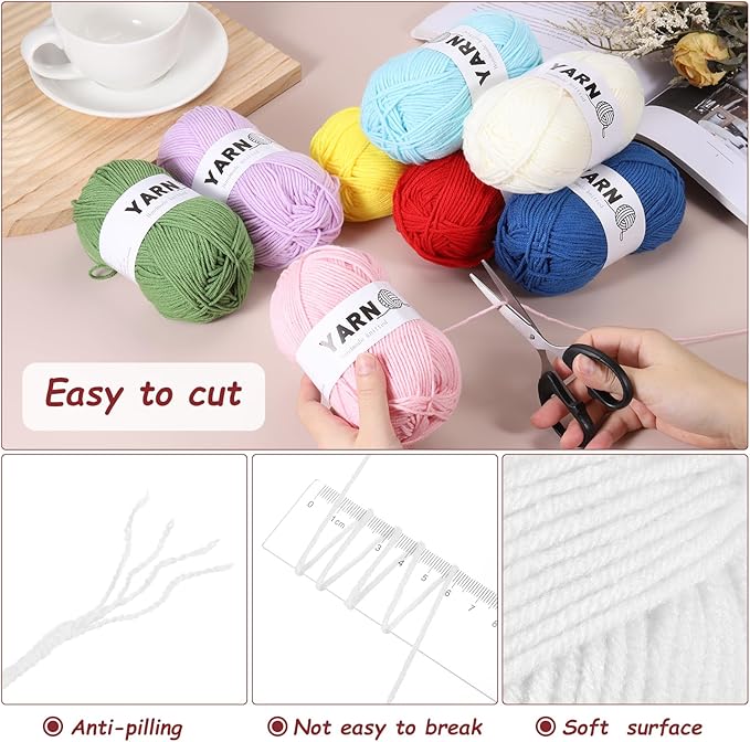 3Pcs Pale White Acrylic Yarn 400 Yard 4 Ply Soft Crochet Yarns Sport Weight Yarn,[for DIY Crocheting Knitting Craft Blankets Hats]-150g
