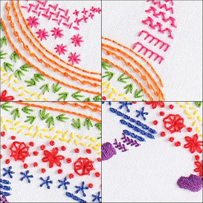 Louise Maelys Embroidery Kits for Beginners Adults,Cat Stamped Pattern Practice for Starters,Cross Stitch Kit Including Hoop,Cloth,Needles, Instruction and Threads