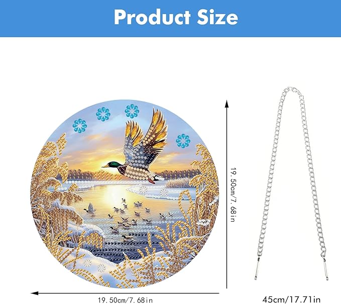 Miwixy Mallard Hanging Diamond Art Kits for Adults,Lakeside Duck Special Shaped Crystal Christmas Diamond Painting Ornament Kit DIY Double-Sided Pattern Window Pendant Gem Art Kit for Home Wall Decor