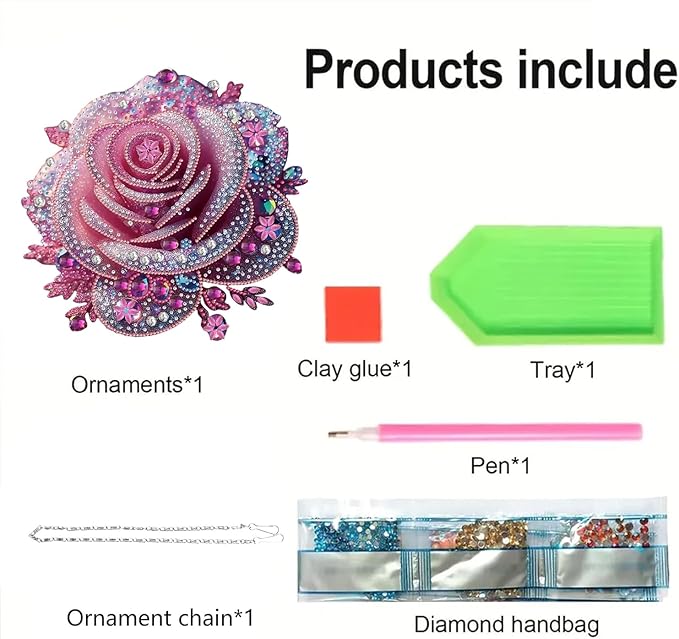 STGLCR Hanging Rose Diamond Art Kits for Adults - Flower Acrylic Board Double Sided Pattern Diamond Painting Suncatcher Pendant Floral, Crystal Art for Home Wall or Window Decoration Handmade Gift