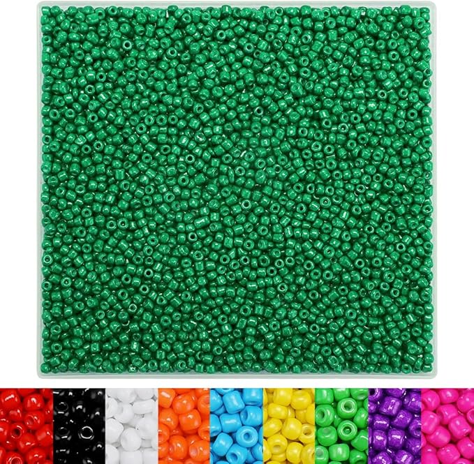 IOOLEEM Christmas Green Glass Beads, 4000+pcs 3mm, Ideal for Jewelry & Bracelets
