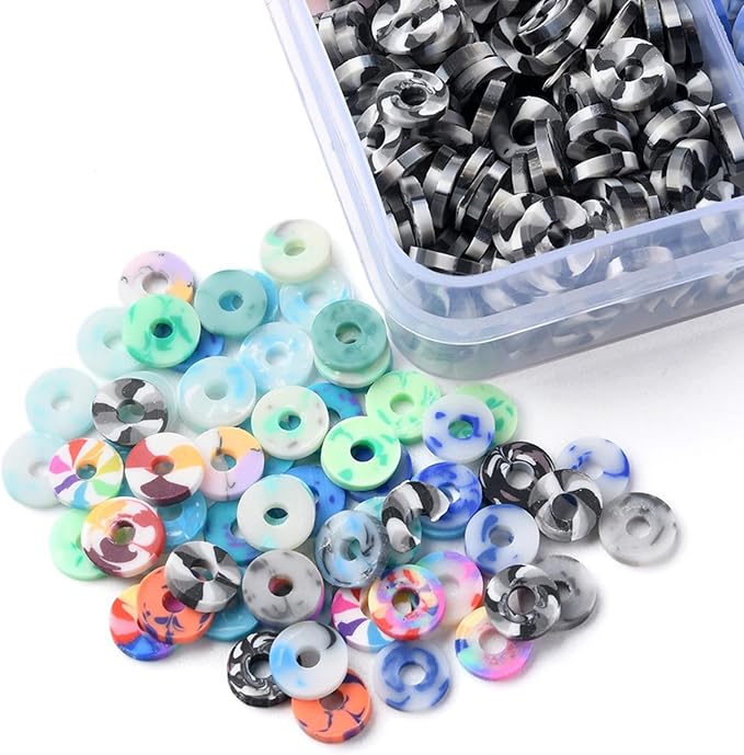 24 Colors 3960 Pcs Polymer Clay Beads Kit for Bracelets Making, Flat Round Spacer Heishi Beads for Craft and Jewelry Making
