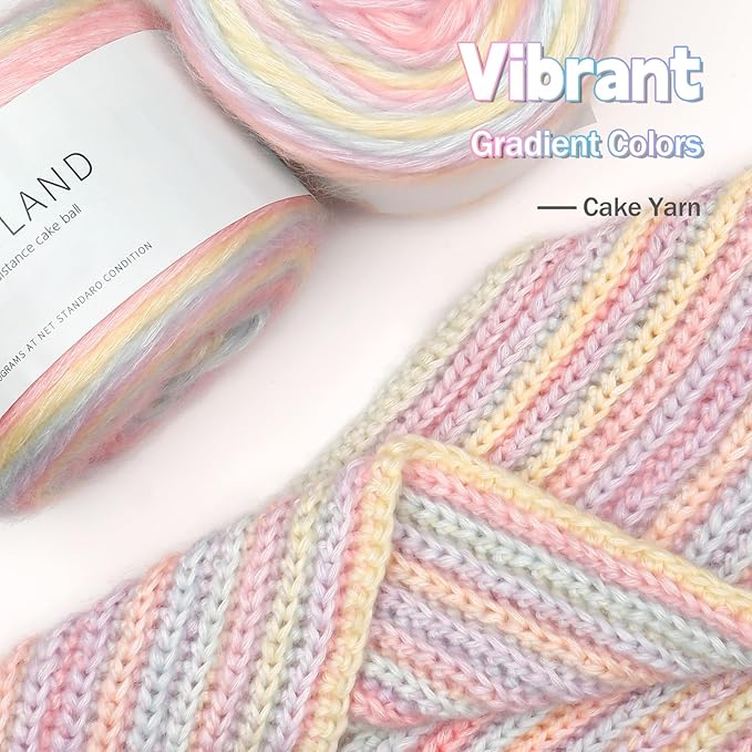 Katech 4x100g Gradient Cake Yarn for Crocheting Knitting-Multicolor Soft Rainbow Cotton Crochet Yarn-Perfect for Scarves, Shawls, Blankets, and Garments That Stand Out with Style(B)