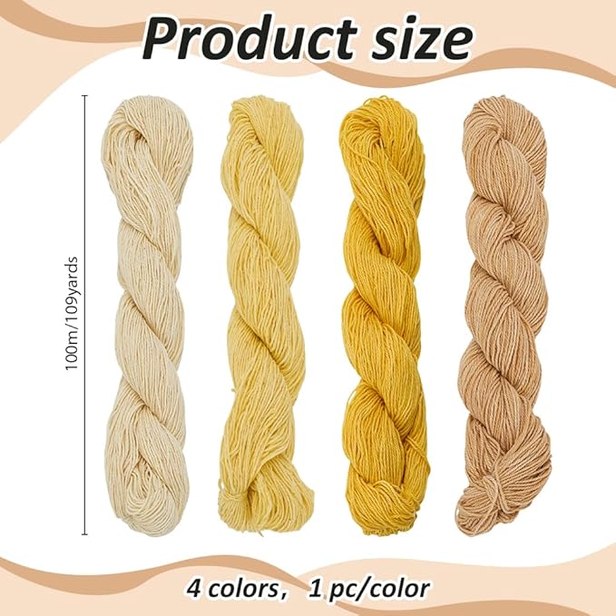 FREEBLOSS 4 Pcs Sashiko Thread 100M x 4 Colors Cotton Embroidery Floss 3 Stranded Yellow Embroidery Threads Japanese Quilting & Sewing Thread for Sashiko Kit Supplies