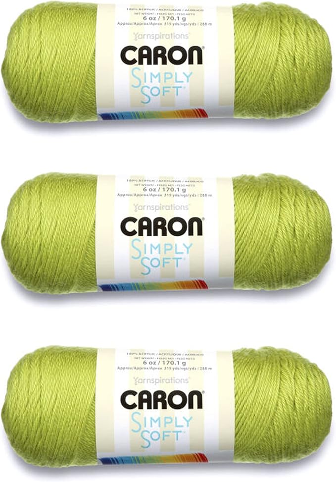 Caron Simply Soft Chartreuse Yarn - 3 Pack of 170g/6oz - Acrylic - 4 Medium (Worsted) - 315 Yards - Knitting/Crochet