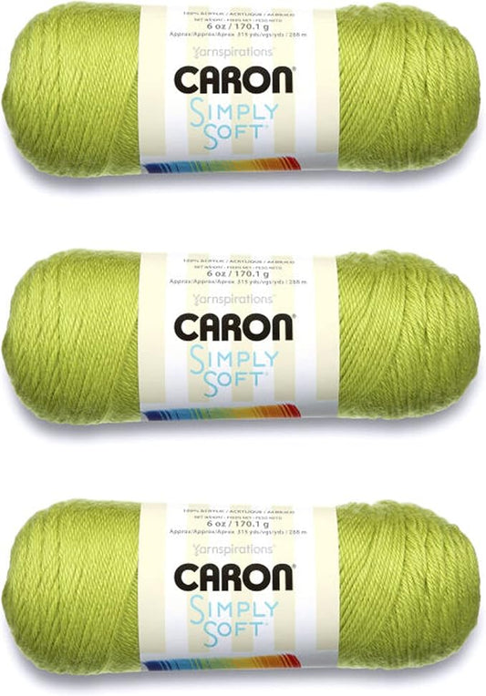 Caron Simply Soft Chartreuse Yarn - 3 Pack of 170g/6oz - Acrylic - 4 Medium (Worsted) - 315 Yards - Knitting/Crochet