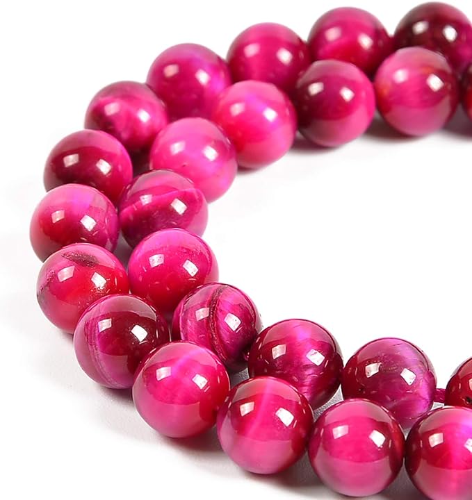 90pcs 4mm Natural Magenta Tiger's Eye Gemstone Round Spacer Loose Stone Beads for Jewelry Making 15.5" 1 Strand (Magenta Tiger's Eye, 4mm 90Beads)